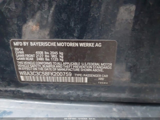 BMW 320i Xdrive 2015 WBA3C3C58FK200759 Image 9