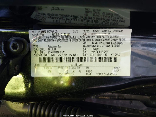 2015 FORD FOCUS 1FADP3J28FL362590 Photo 8