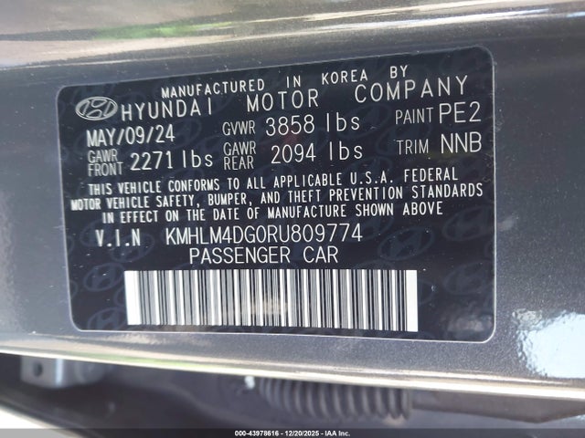KMHLM4DG0RU809774 Hyundai ELANTRA SEL
