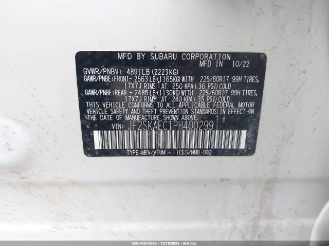 Subaru Forester Premium 2023 JF2SKAEC1PH400299 Image 9