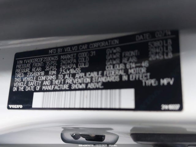 Volvo Xc60 T6 Premier Plus 2015 YV4902RC0F2590405 Image 9