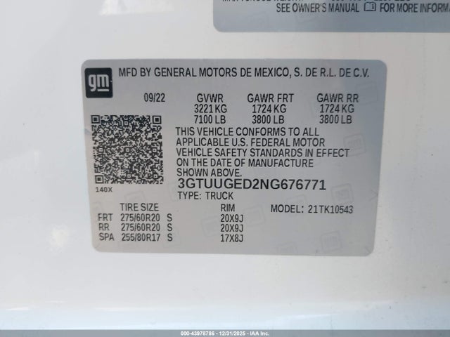 2022 GMC SIERRA 1500 3GTUUGED2NG676771 Photo 8