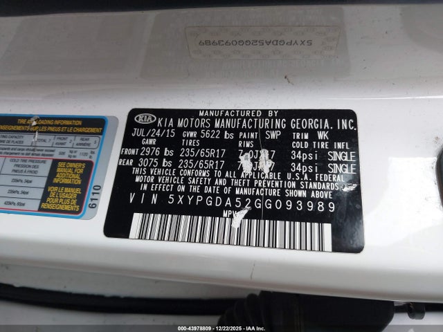 2016 KIA SORENTO 5XYPGDA52GG093989 Photo 8