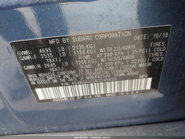 2019 SUBARU OUTBACK 4S4BSAJC5K3245455 Photo 8