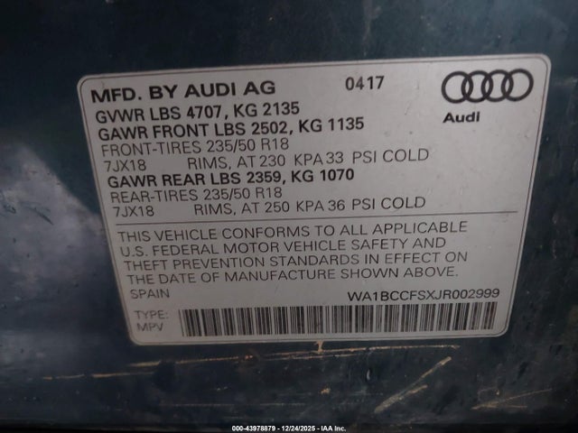 2018 AUDI Q3 WA1BCCFSXJR002999 Photo 8