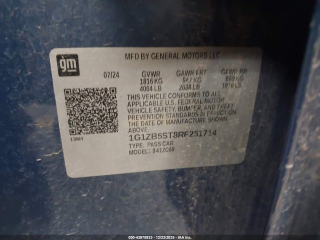 1G1ZB5ST8RF251714 Chevrolet Malibu Fwd Ls