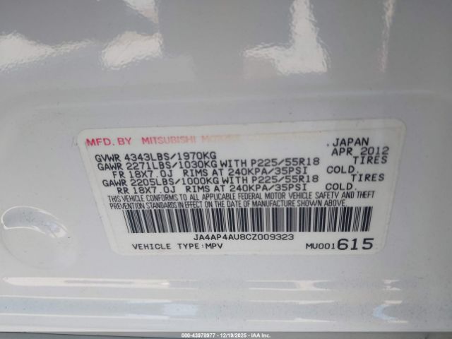 2012 MITSUBISHI OUTLANDER SPORT JA4AP4AU8CZ009323 Photo 8