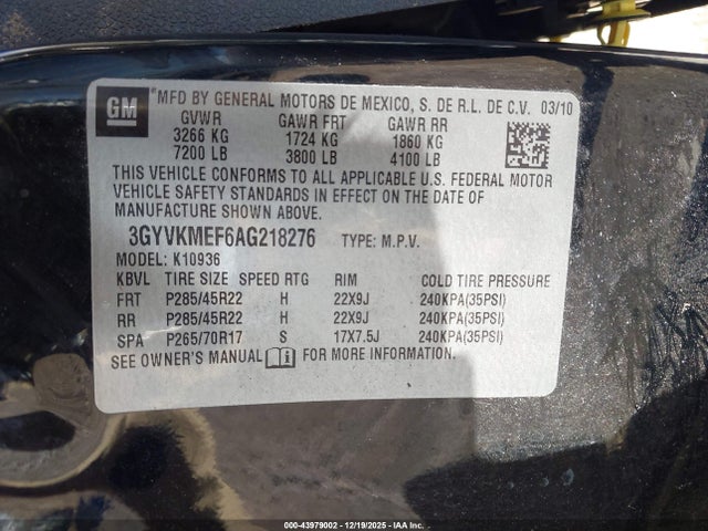 2010 CADILLAC ESCALADE EXT 3GYVKMEF6AG218276 Photo 8