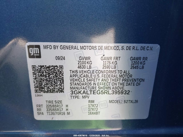 3GKALTEG5RL395932 GMC Terrain Awd Sle
