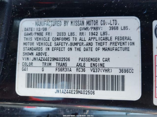 2009 NISSAN 370Z JN1AZ44E29M402506 Photo 8