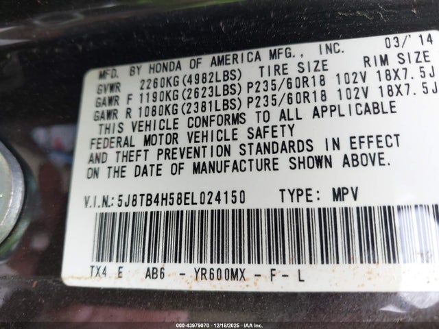 5J8TB4H58EL024150 Acura RDX