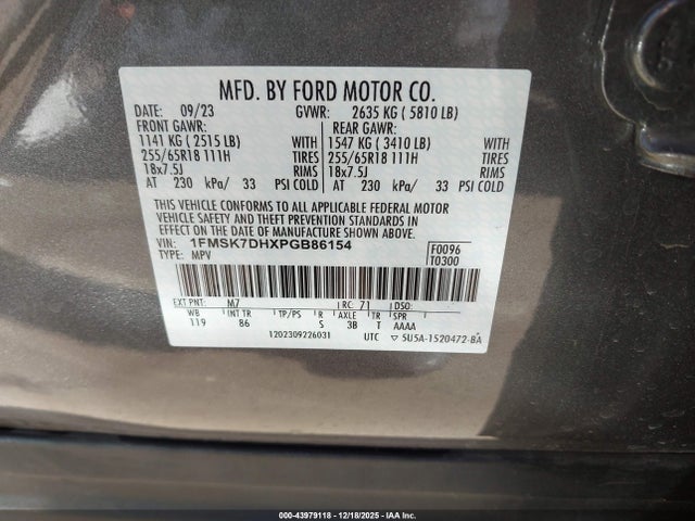 Ford EXPLORER XLT 2023 1FMSK7DHXPGB86154 Image 9