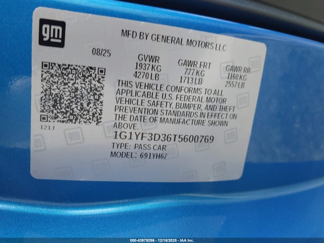 Chevrolet Corvette Z06 2026 1G1YF3D36T5600769 Image 9