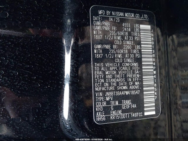 JN8BT3BA4PW418547 Nissan Rogue Sv Fwd