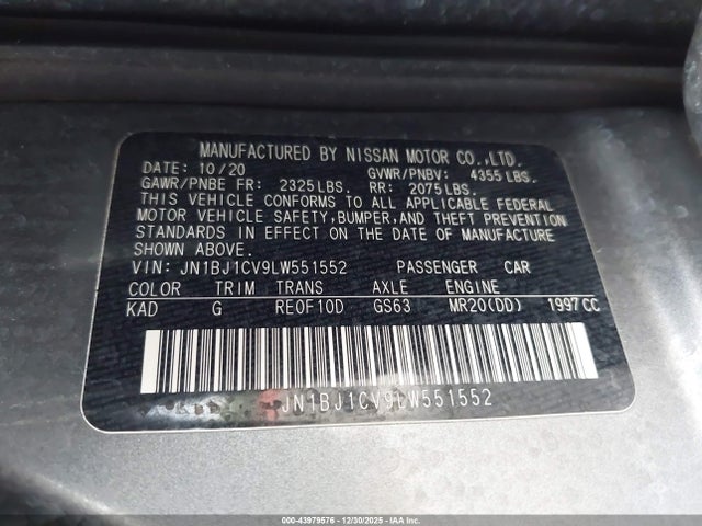 JN1BJ1CV9LW551552 Nissan Rogue Sport S Fwd Xtronic Cvt