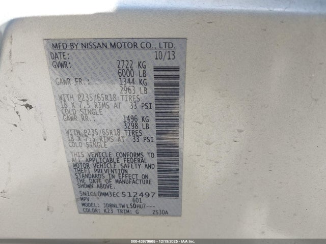 5N1CL0MM3EC512497 Infiniti Qx60 Hybrid