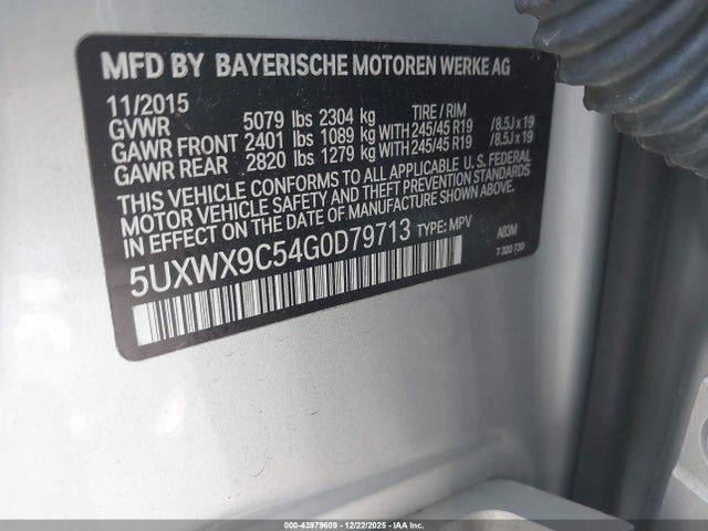 Продаж на аукціоні авто 2016 Bmw X3 Xdrive28i, vin: 5UXWX9C54G0D79713, номер лоту: 43979609