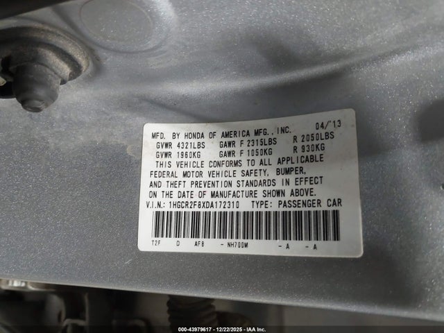 2013 HONDA ACCORD SDN 1HGCR2F8XDA172310 Photo 8