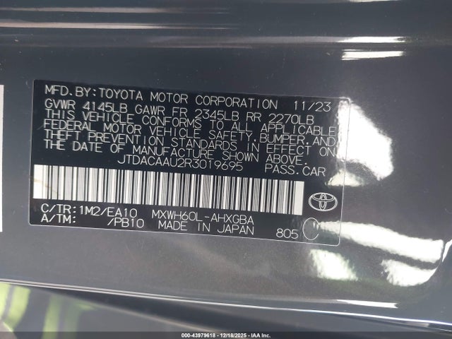 JTDACAAU2R3019695 Toyota PRIUS XLE