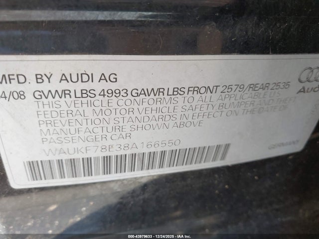2008 AUDI A4 WAUKF78E38A166550 Photo 8