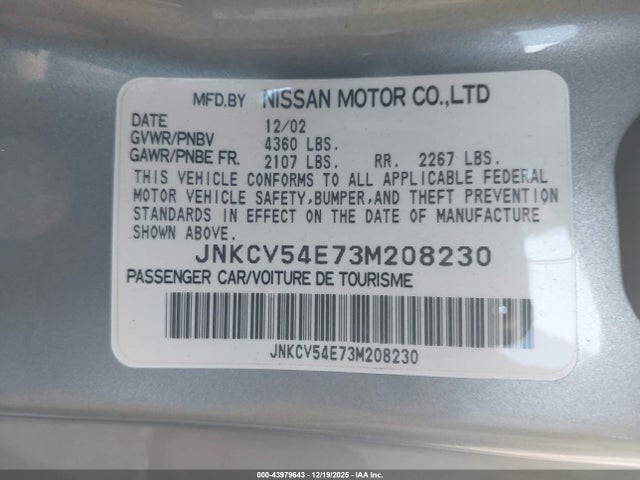 2003 INFINITI G35 JNKCV54E73M208230 Photo 8