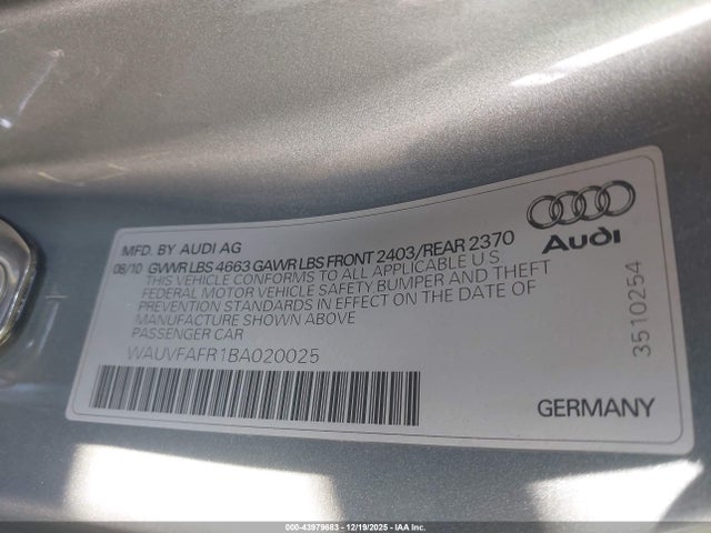 2011 AUDI A5 WAUVFAFR1BA020025 Photo 8