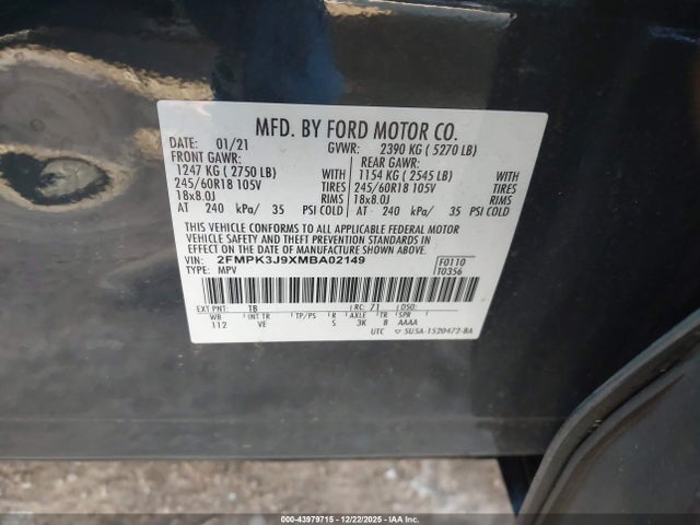 2021 FORD EDGE 2FMPK3J9XMBA02149 Photo 8