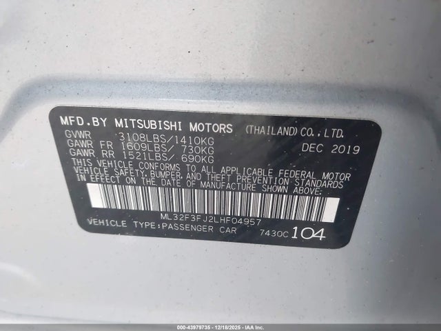 2020 MITSUBISHI MIRAGE G4 ML32F3FJ2LHF04957 Photo 8