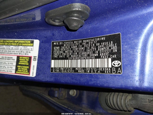 Toyota COROLLA SE 2017 5YFBURHE0HP640146 Image 9