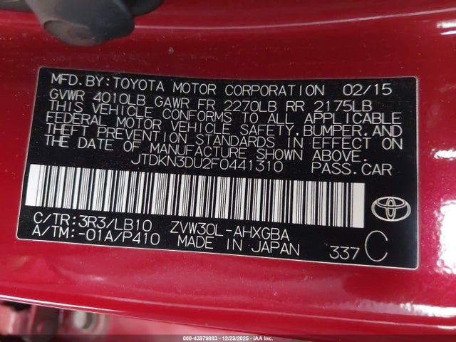 Toyota Prius Five 2015 JTDKN3DU2F0441310 Image 9