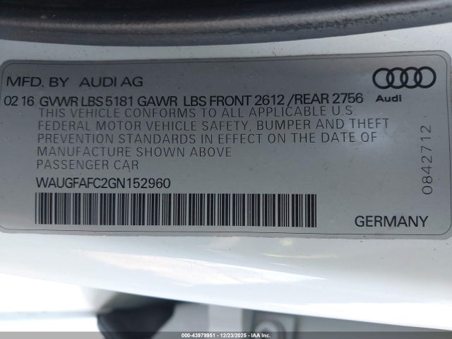 2016 AUDI A6 WAUGFAFC2GN152960 Photo 8