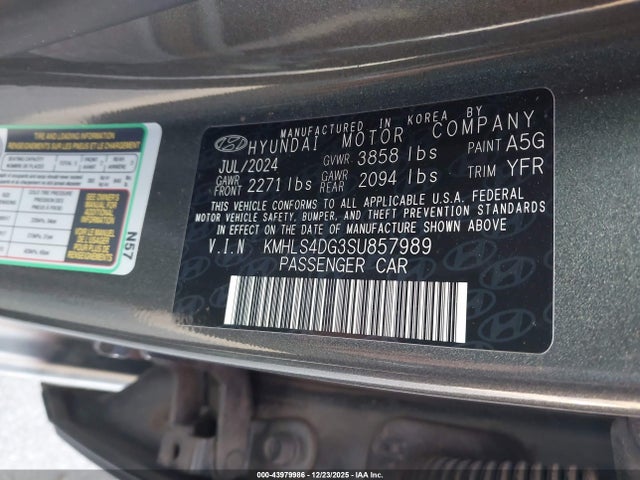 KMHLS4DG3SU857989 Hyundai Elantra Sel Convenience