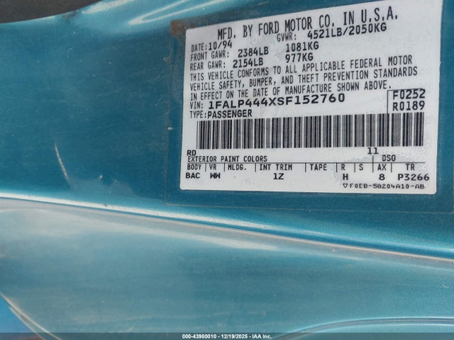 1995 FORD MUSTANG 1FALP444XSF152760 Photo 8