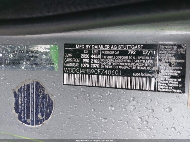 Продаж на аукціоні авто 2012 Mercedes-benz C 250, vin: WDDGJ4HB9CF740601, номер лоту: 43980013