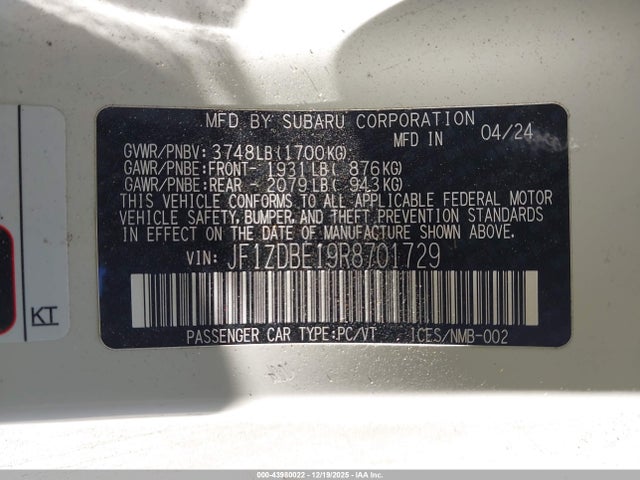 Subaru Brz Limited 2024 JF1ZDBE19R8701729 Image 9