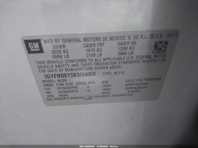 2011 CADILLAC SRX 3GYFNDEY5BS664950 Photo 8