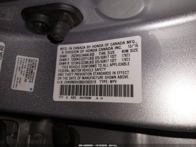 2HKRM3H58GH560519 Honda CR-V EX