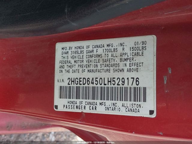 1990 HONDA CIVIC 2HGED6450LH529176 Photo 8