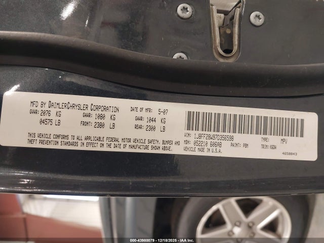 Продажа на аукционе авто 2007 Jeep Patriot Sport, vin: 1J8FF28W97D356598, номер лота: 43980079