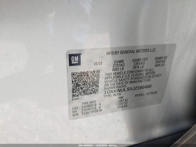 1GKKNULS5JZ190460 GMC Acadia Slt-1