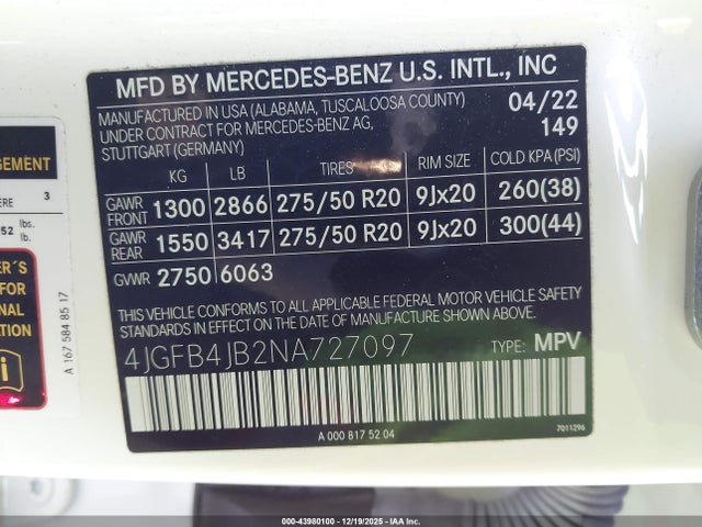 Mercedes-Benz GLE 350 2022 4JGFB4JB2NA727097 Image 9