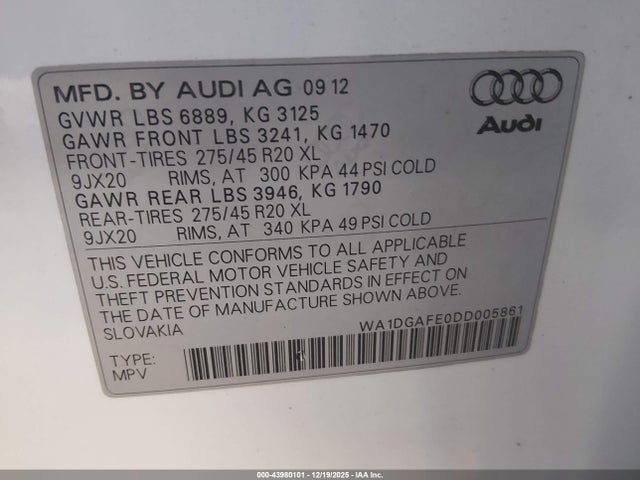 2013 AUDI Q7 WA1DGAFE0DD005861 Photo 8