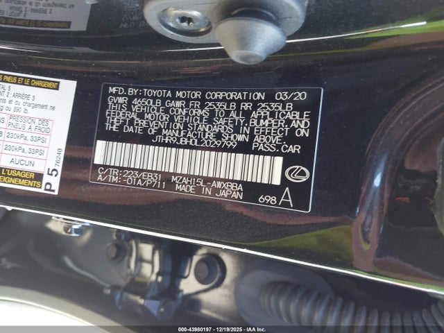 JTHR9JBH0L2029799 Lexus Ux 250h F Sport