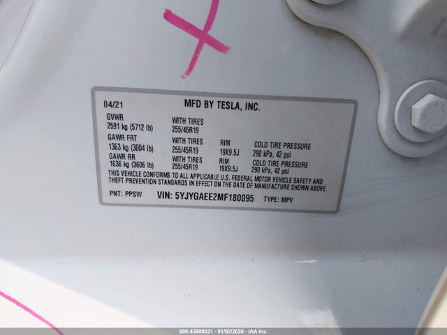 2021 TESLA MODEL Y 5YJYGAEE2MF180095 Photo 8
