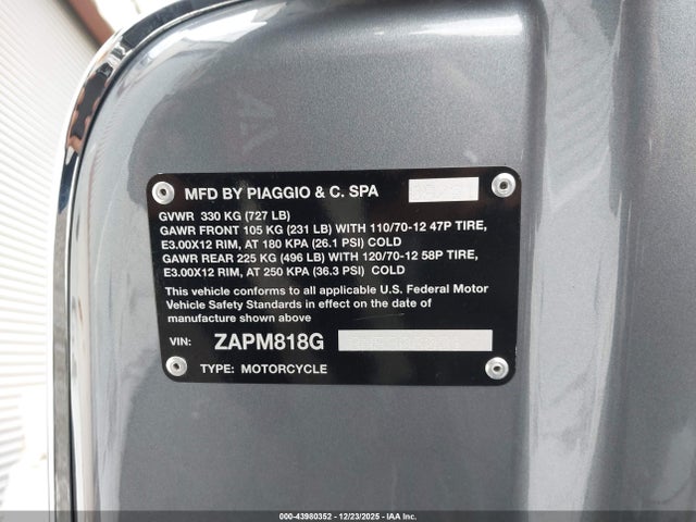 ZAPM818G8N5906021 Vespa Primavera/sprint 150