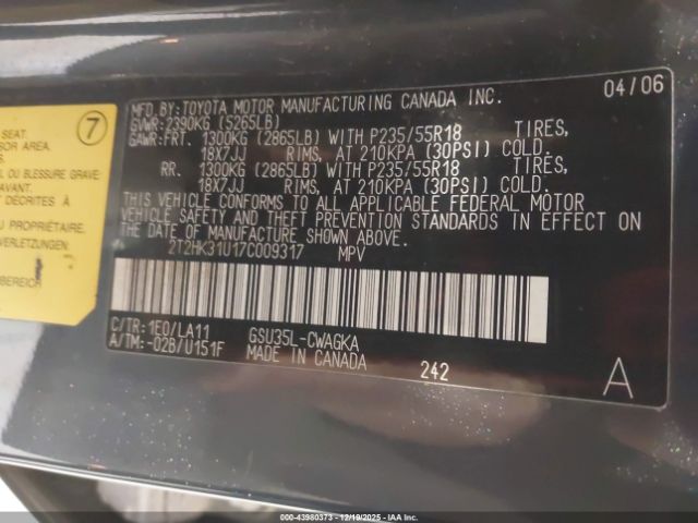 2007 LEXUS RX 350 2T2HK31U17C009317 Photo 8