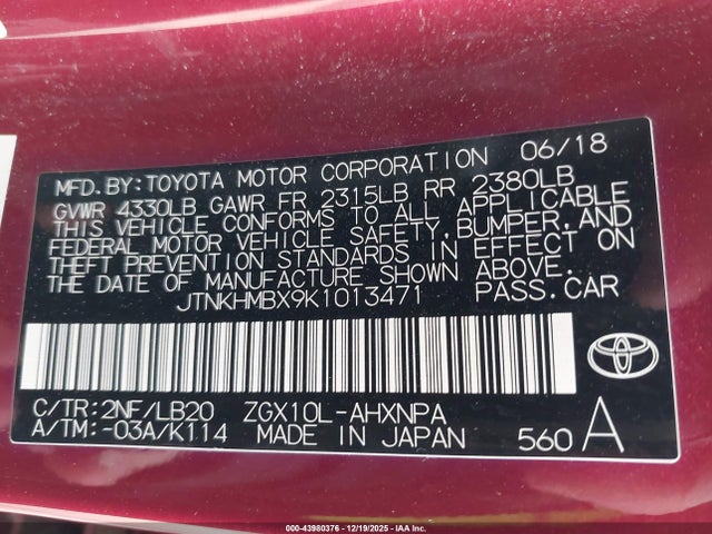 JTNKHMBX9K1013471 Toyota C-hr Limited