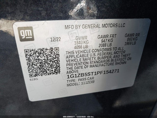 1G1ZB5ST1PF154271 Chevrolet Malibu Fwd Ls