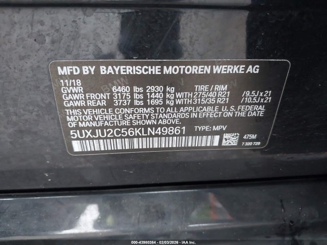 BMW X5 Xdrive50i 2019 5UXJU2C56KLN49861 Image 9