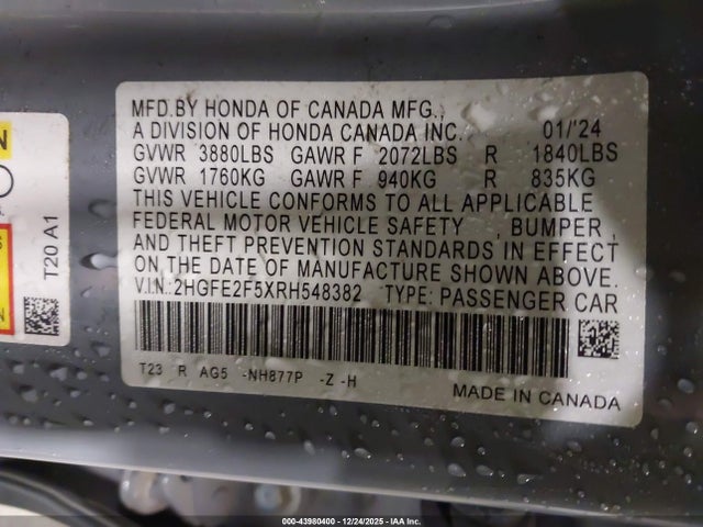 Honda Civic Sport 2024 2HGFE2F5XRH548382 Image 9